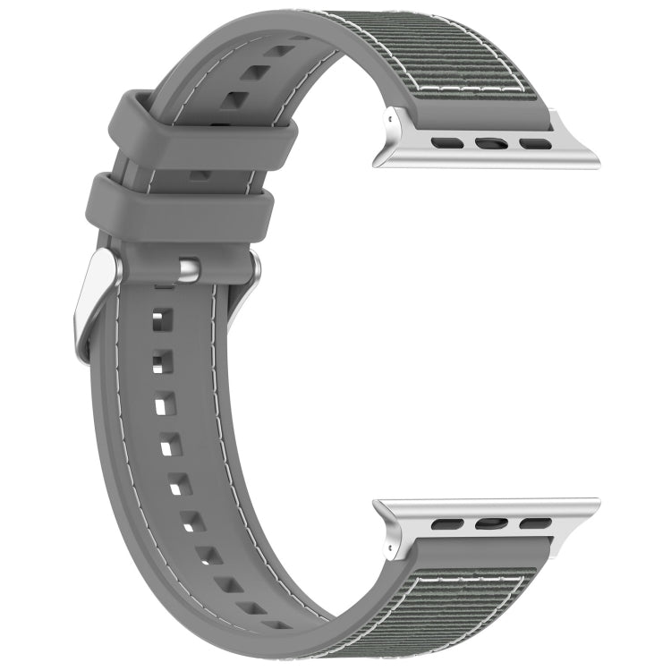 For Apple Watch Series 7 41mm Ordinary Buckle Hybrid Nylon Braid Silicone Watch Band(Grey) - Watch Bands by PMC TechLife | Online Shopping South Africa | PMC TechLife
