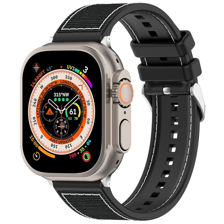For Apple Watch Series 6 40mm Ordinary Buckle Hybrid Nylon Braid Silicone Watch Band(Black) - Watch Bands by PMC TechLife | Online Shopping South Africa | PMC TechLife