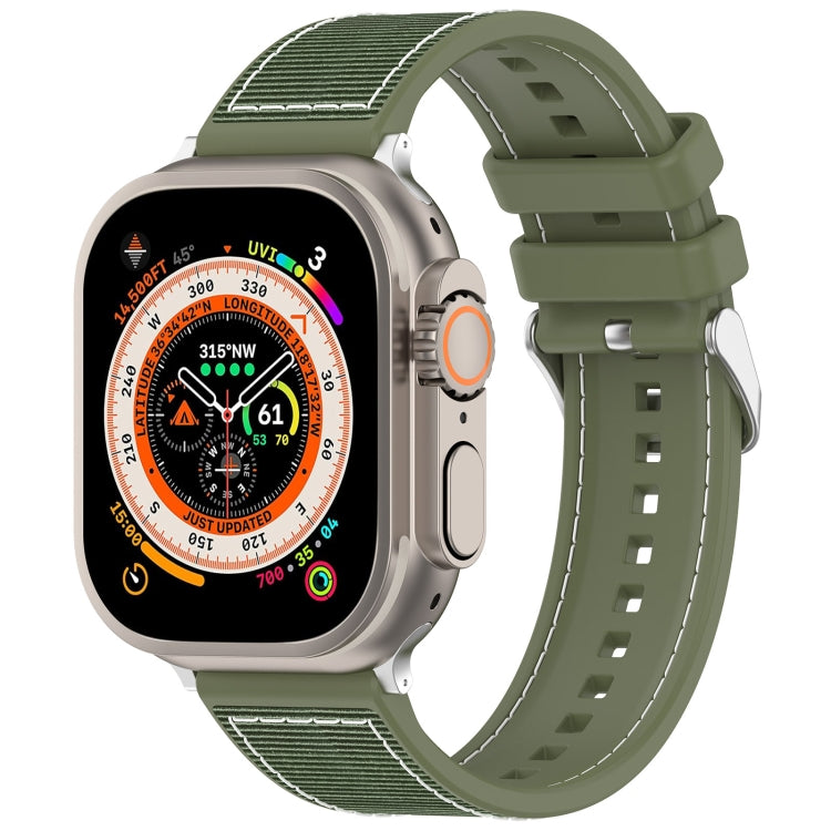 For Apple Watch Series 3 42mm Ordinary Buckle Hybrid Nylon Braid Silicone Watch Band(Green) - Watch Bands by PMC TechLife | Online Shopping South Africa | PMC TechLife