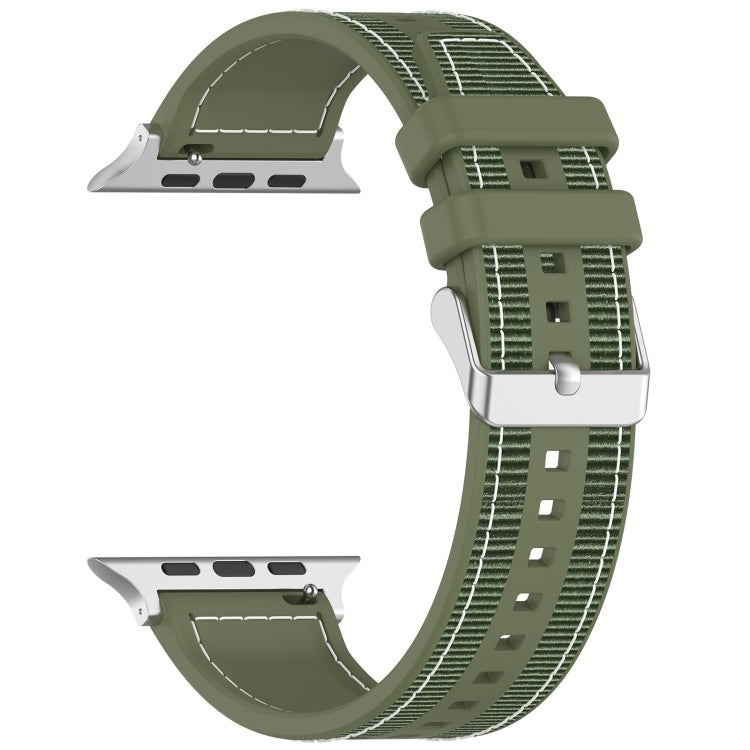 For Apple Watch Series 3 42mm Ordinary Buckle Hybrid Nylon Braid Silicone Watch Band(Green) - Watch Bands by PMC TechLife | Online Shopping South Africa | PMC TechLife