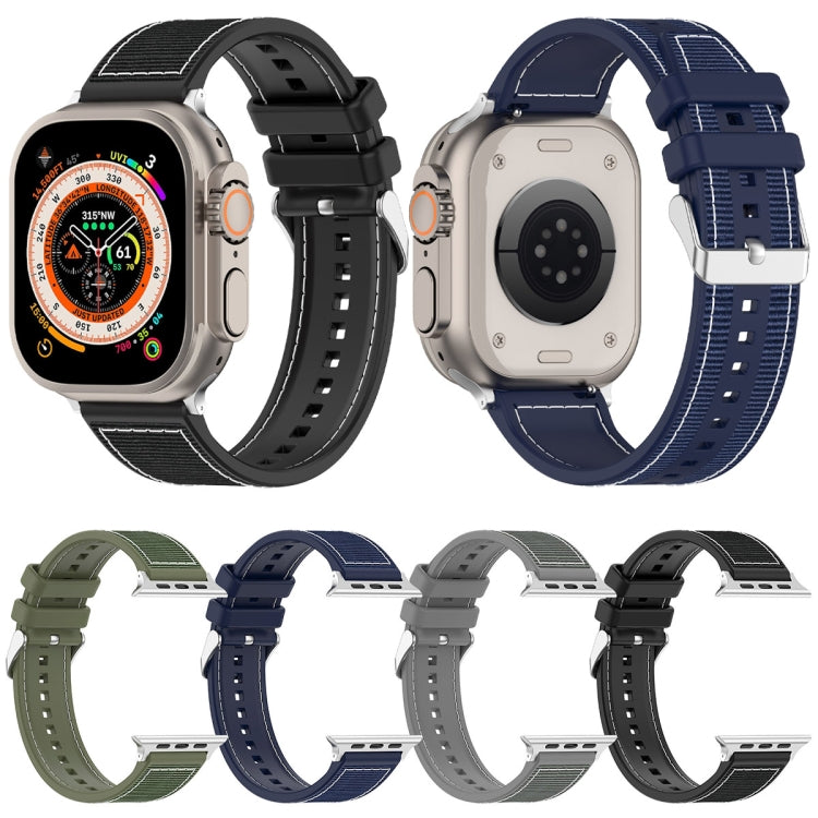 For Apple Watch 38mm Ordinary Buckle Hybrid Nylon Braid Silicone Watch Band(Green) - Watch Bands by PMC TechLife | Online Shopping South Africa | PMC TechLife