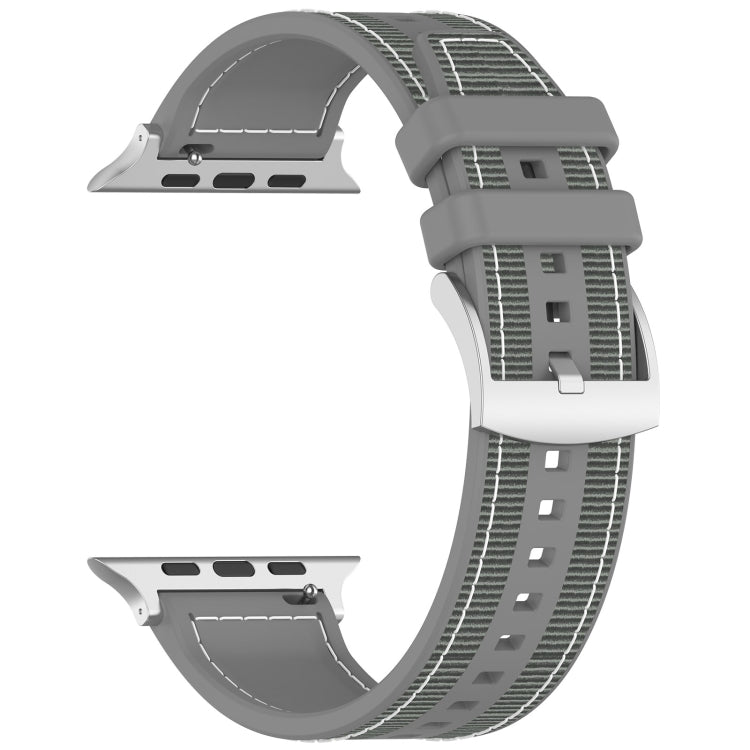 For Apple Watch SE 2023 40mm Official Buckle Hybrid Nylon Braid Silicone Watch Band(Grey) - Watch Bands by PMC TechLife | Online Shopping South Africa | PMC TechLife