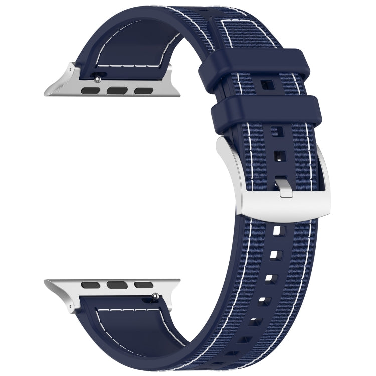 For Apple Watch SE 2023 40mm Official Buckle Hybrid Nylon Braid Silicone Watch Band(Midnight Blue) - Watch Bands by PMC TechLife | Online Shopping South Africa | PMC TechLife