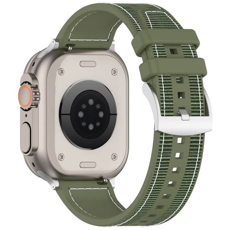 For Apple Watch Series 9 45mm Official Buckle Hybrid Nylon Braid Silicone Watch Band(Green) - free shipping - PMC TechLife - Order now!