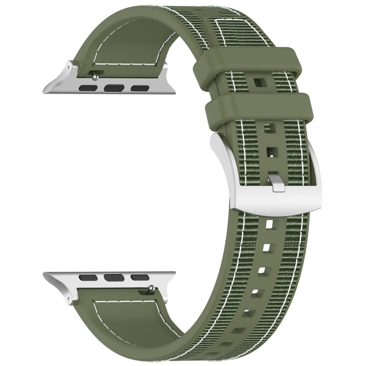 For Apple Watch Series 9 45mm Official Buckle Hybrid Nylon Braid Silicone Watch Band(Green) - free shipping - PMC TechLife - Order now!