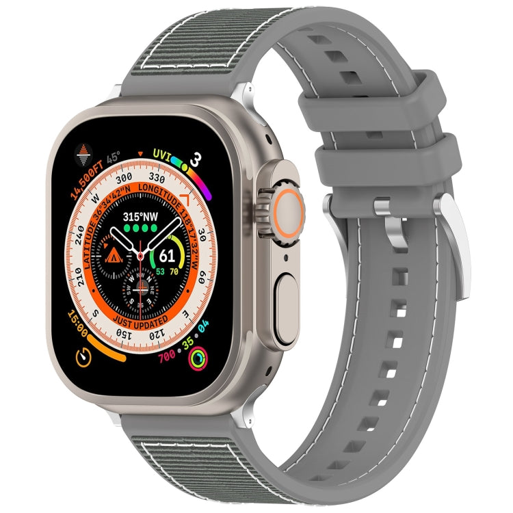 For Apple Watch Ultra 49mm Official Buckle Hybrid Nylon Braid Silicone Watch Band(Grey) - Watch Bands by PMC TechLife | Online Shopping South Africa | PMC TechLife