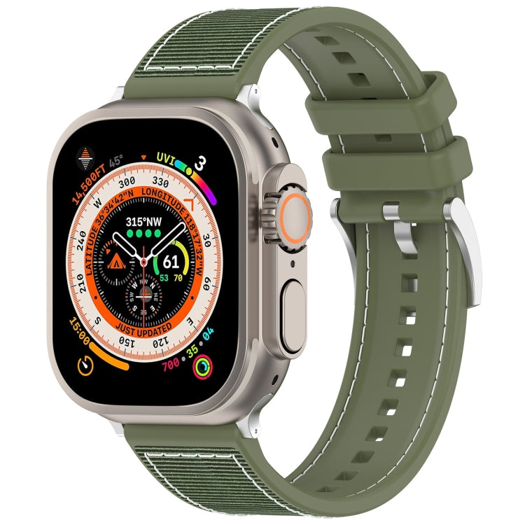For Apple Watch Series 8 41mm Official Buckle Hybrid Nylon Braid Silicone Watch Band(Green) - Watch Bands by PMC TechLife | Online Shopping South Africa | PMC TechLife