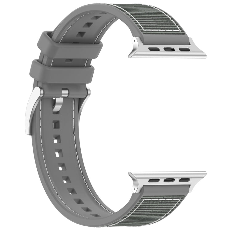 For Apple Watch Series 7 41mm Official Buckle Hybrid Nylon Braid Silicone Watch Band(Grey) - Watch Bands by PMC TechLife | Online Shopping South Africa | PMC TechLife