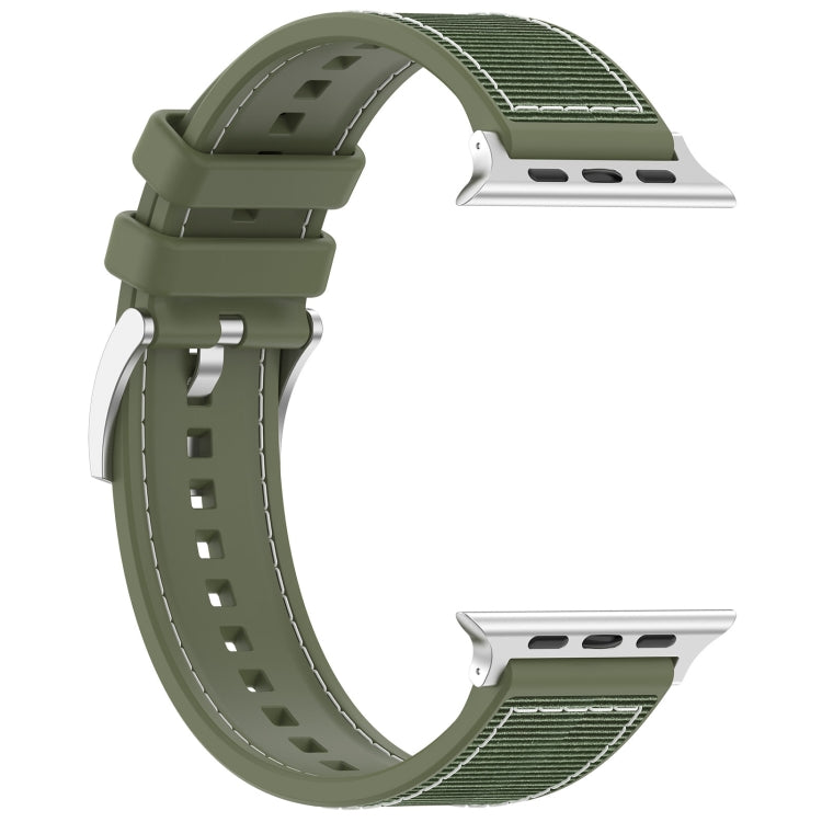 For Apple Watch Series 5 44mm Official Buckle Hybrid Nylon Braid Silicone Watch Band(Green) - Watch Bands by PMC TechLife | Online Shopping South Africa | PMC TechLife