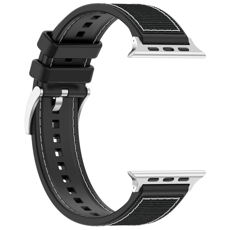 For Apple Watch Series 3 38mm Official Buckle Hybrid Nylon Braid Silicone Watch Band(Black) - Watch Bands by PMC TechLife | Online Shopping South Africa | PMC TechLife | Buy Now Pay Later Mobicred