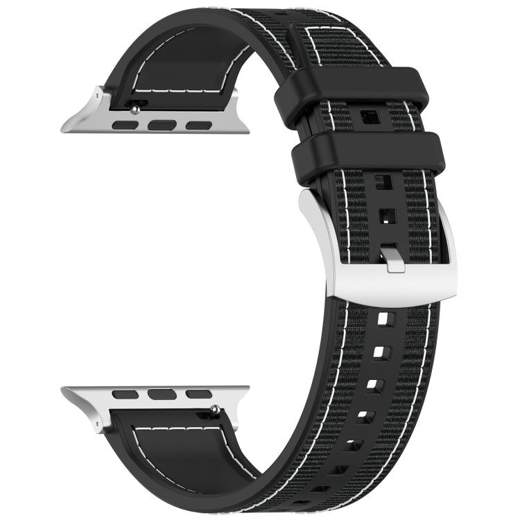 For Apple Watch Series 2 38mm Official Buckle Hybrid Nylon Braid Silicone Watch Band(Black) - Watch Bands by PMC TechLife | Online Shopping South Africa | PMC TechLife | Buy Now Pay Later Mobicred