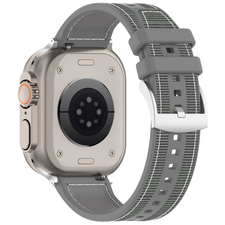 For Apple Watch 42mm Official Buckle Hybrid Nylon Braid Silicone Watch Band(Grey) - Watch Bands by PMC TechLife | Online Shopping South Africa | PMC TechLife
