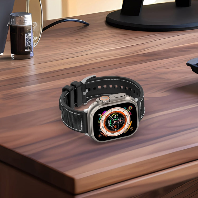 For Apple Watch SE 40mm Official Buckle Hybrid Nylon Braid Silicone Watch Band(Grey) - free shipping - PMC TechLife - Order now!