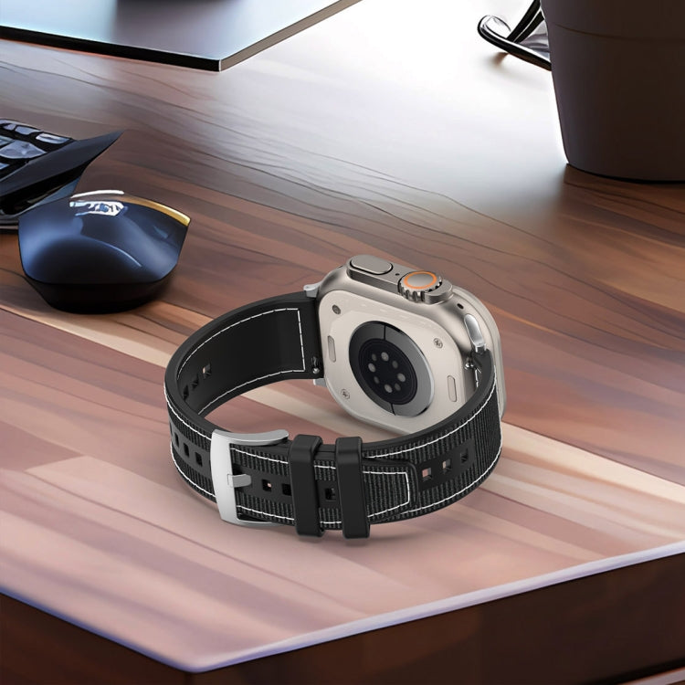 For Apple Watch Series 6 40mm Official Buckle Hybrid Nylon Braid Silicone Watch Band(Midnight Blue) - Watch Bands by PMC TechLife | Online Shopping South Africa | PMC TechLife