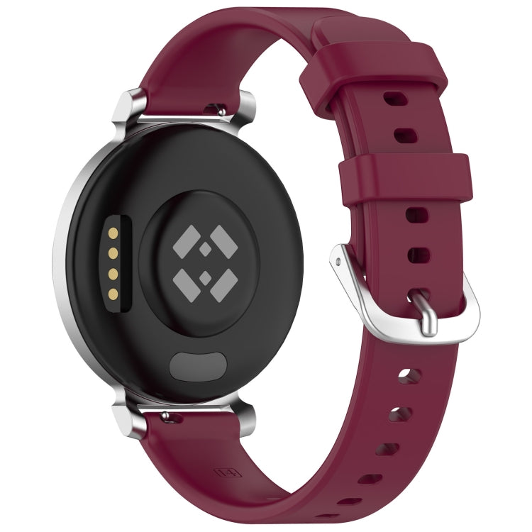For Garmin Lily 2 14mm Silver Buckle Silicone Watch Band Wristband(Wine Red) - Watch Bands by PMC TechLife | Online Shopping South Africa | PMC TechLife