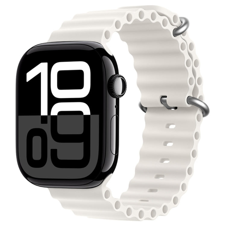 For Apple Watch Series 10 42mm ZGA Ocean Silicone Watch Band(White) - Watch Bands by ZGA | Online Shopping South Africa | PMC TechLife | Buy Now Pay Later Mobicred