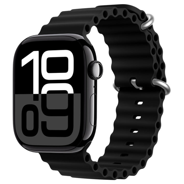 For Apple Watch Series 10 42mm ZGA Ocean Silicone Watch Band(Black) - Watch Bands by ZGA | Online Shopping South Africa | PMC TechLife | Buy Now Pay Later Mobicred