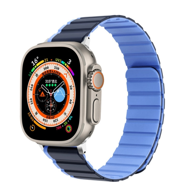 For Apple Watch Ultra 49mm ZGA Two Color Magnetic Silicone Watch Band(Dark Blue+Light Blue) - free shipping - PMC TechLife - Order now!