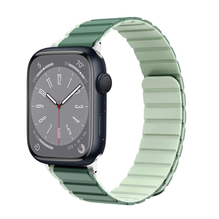 For Apple Watch Series 8 45mm ZGA Two Color Magnetic Silicone Watch Band(Dark Green+Light Green) - Watch Bands by ZGA | Online Shopping South Africa | PMC TechLife | Buy Now Pay Later Mobicred