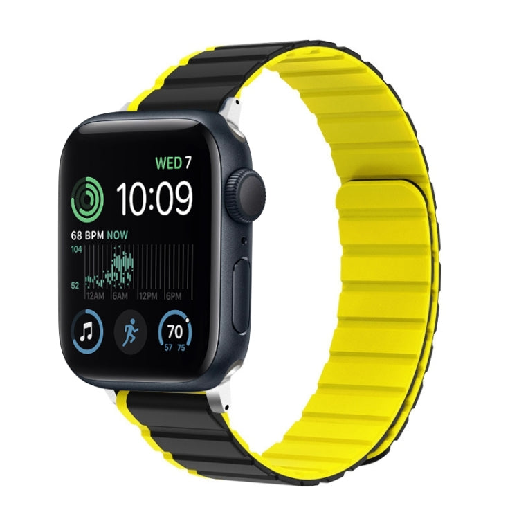 For Apple Watch SE 44mm ZGA Two Color Magnetic Silicone Watch Band(Grey+Yellow) - Watch Bands by ZGA | Online Shopping South Africa | PMC TechLife | Buy Now Pay Later Mobicred