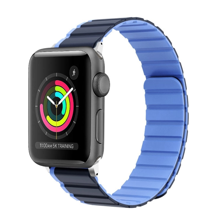For Apple Watch 42mm ZGA Two Color Magnetic Silicone Watch Band(Dark Blue+Light Blue) - Watch Bands by ZGA | Online Shopping South Africa | PMC TechLife | Buy Now Pay Later Mobicred