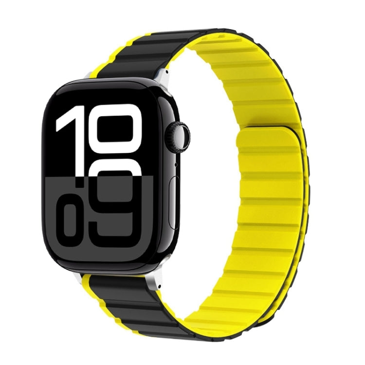 For Apple Watch Series 10 46mm ZGA Two Color Magnetic Silicone Watch Band(Grey+Yellow) - Watch Bands by ZGA | Online Shopping South Africa | PMC TechLife | Buy Now Pay Later Mobicred