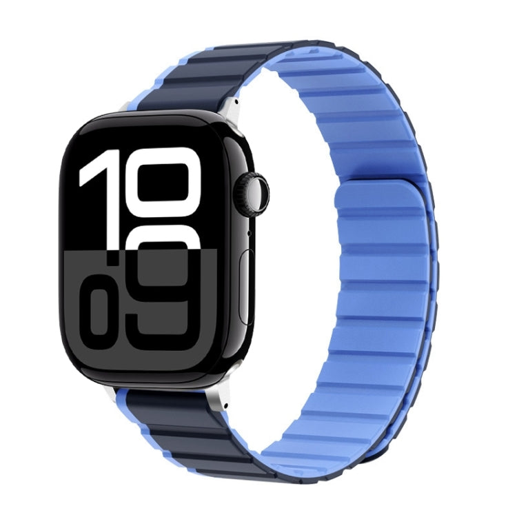 For Apple Watch Series 10 46mm ZGA Two Color Magnetic Silicone Watch Band(Dark Blue+Light Blue) - Watch Bands by ZGA | Online Shopping South Africa | PMC TechLife | Buy Now Pay Later Mobicred