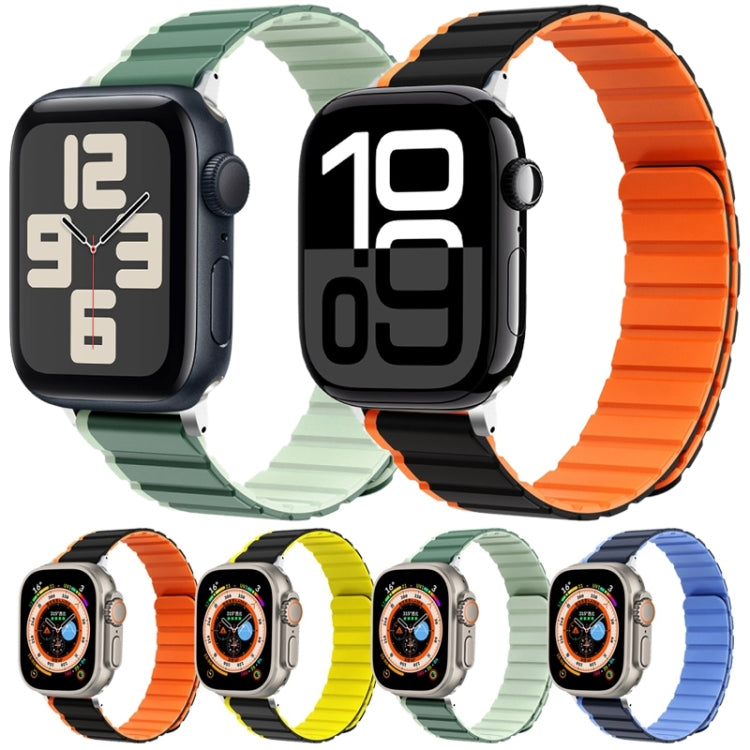 For Apple Watch Ultra 49mm ZGA Two Color Magnetic Silicone Watch Band(Black+Orange) - Watch Bands by ZGA | Online Shopping South Africa | PMC TechLife | Buy Now Pay Later Mobicred