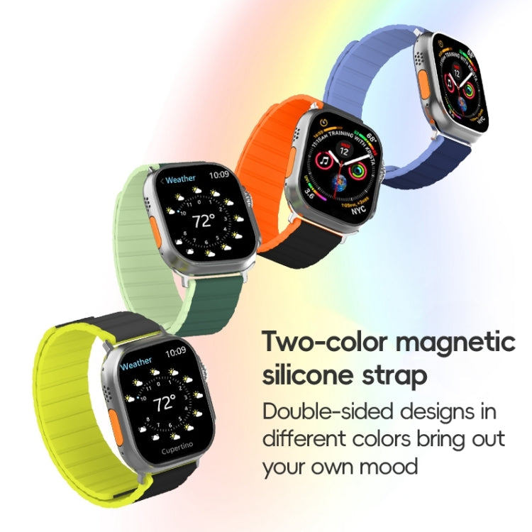 For Apple Watch SE 2022 44mm ZGA Two Color Magnetic Silicone Watch Band(Dark Blue+Light Blue) - free shipping - PMC TechLife - Order now!