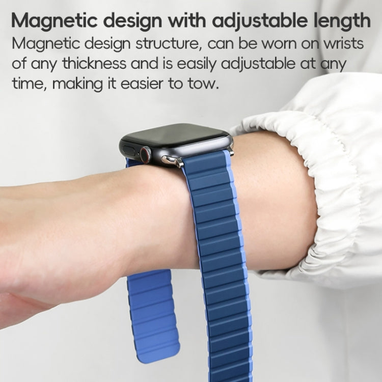 For Apple Watch Series 10 46mm ZGA Two Color Magnetic Silicone Watch Band(Dark Blue+Light Blue) - Watch Bands by ZGA | Online Shopping South Africa | PMC TechLife | Buy Now Pay Later Mobicred