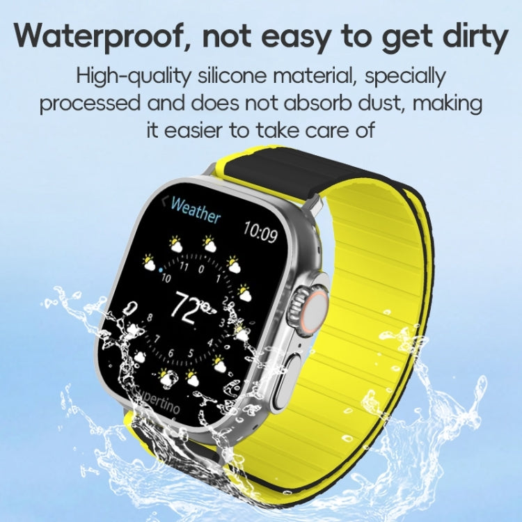 For Apple Watch SE 2023 44mm ZGA Two Color Magnetic Silicone Watch Band(Dark Blue+Light Blue) - free shipping - PMC TechLife - Order now!