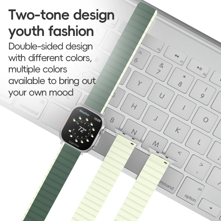 For Apple Watch SE 2022 44mm ZGA Two Color Magnetic Silicone Watch Band(Grey+Yellow) - Watch Bands by ZGA | Online Shopping South Africa | PMC TechLife | Buy Now Pay Later Mobicred