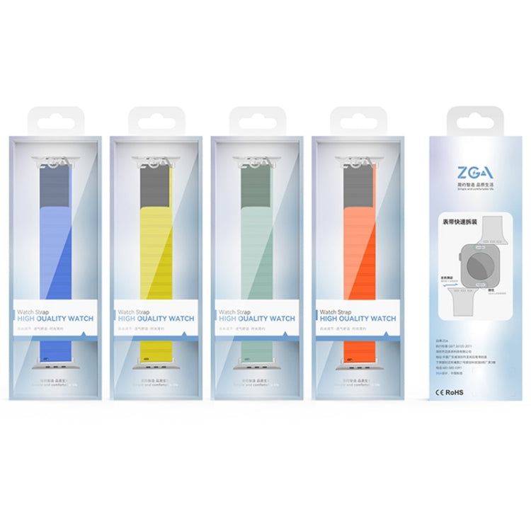 For Apple Watch Series 10 42mm ZGA Two Color Magnetic Silicone Watch Band(Dark Green+Light Green) - Watch Bands by ZGA | Online Shopping South Africa | PMC TechLife | Buy Now Pay Later Mobicred