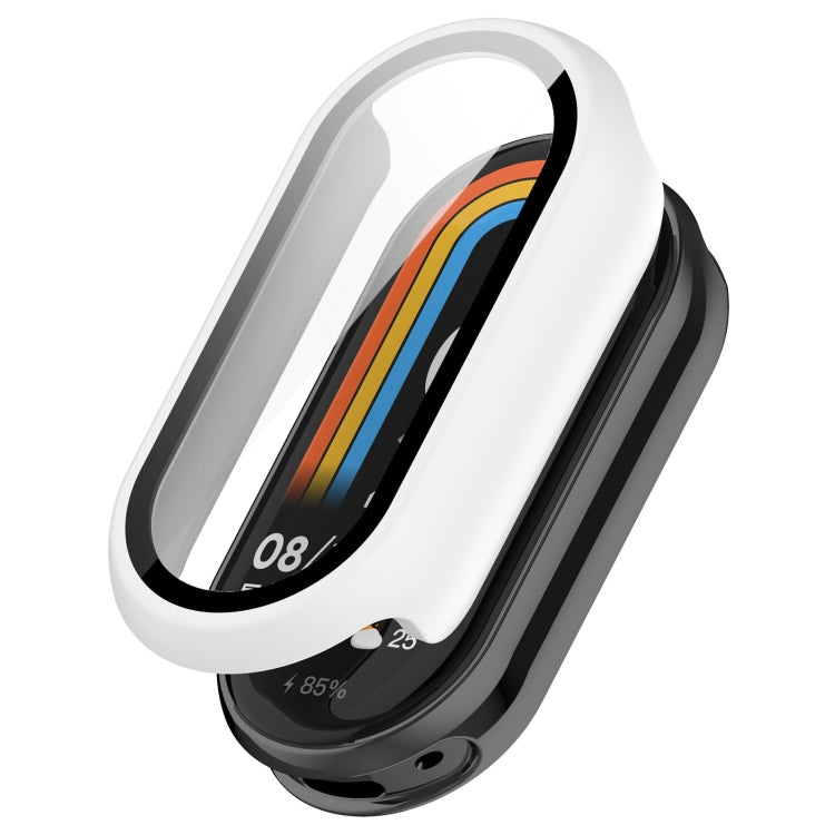 For Xiaomi Mi Band 8 PC + Tempered Film Integrated Protective Watch Case(White) - Watch Cases by PMC TechLife | Online Shopping South Africa | PMC TechLife