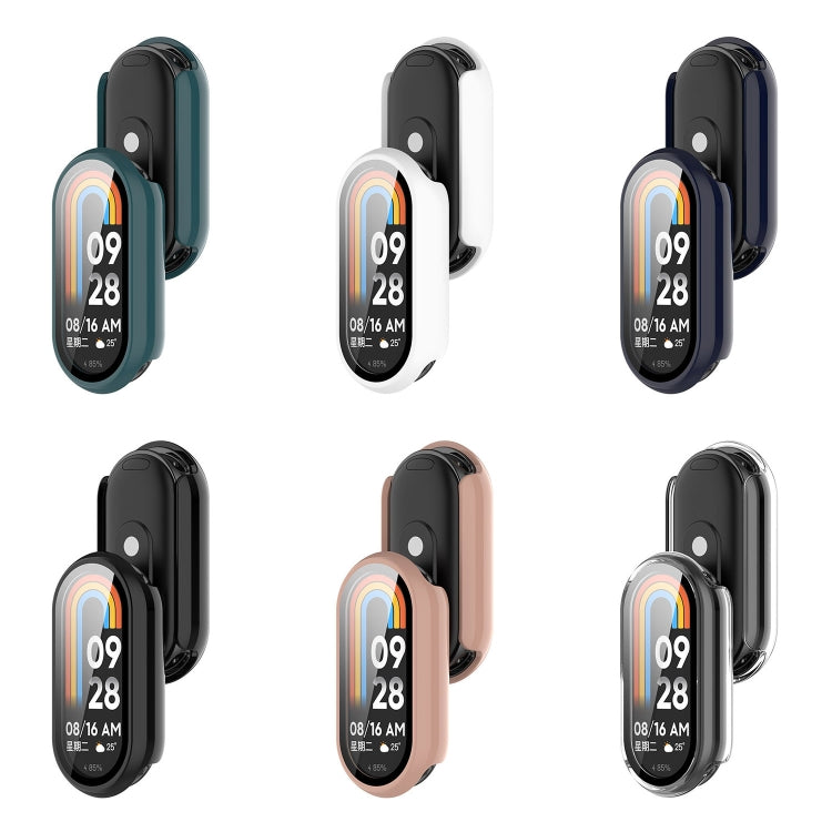 For Xiaomi Mi Band 8 PC + Tempered Film Integrated Protective Watch Case(Transparent White) - Watch Cases by PMC TechLife | Online Shopping South Africa | PMC TechLife