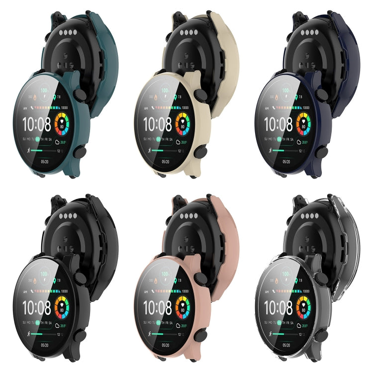 For Xiaomi Haylou RT3 / Solar Plus LS16 PC + Tempered Film Integrated Watch Protective Case(Transparent White) - Watch Cases by PMC TechLife | Online Shopping South Africa | PMC TechLife