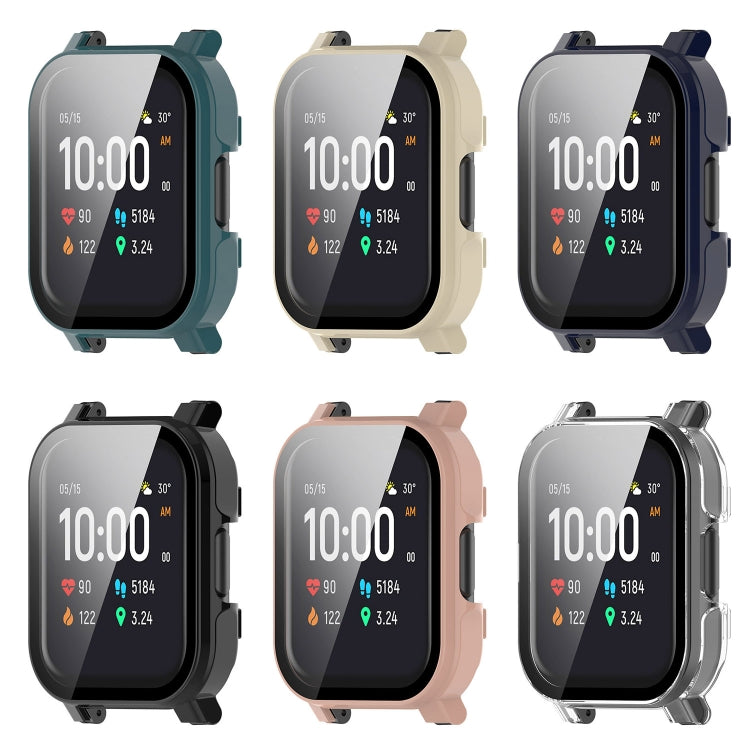 For Xiaomi Haylou Watch 2 LS02 PC + Tempered Film Integrated Watch Protective Case(Black) - Watch Cases by PMC TechLife | Online Shopping South Africa | PMC TechLife | Buy Now Pay Later Mobicred