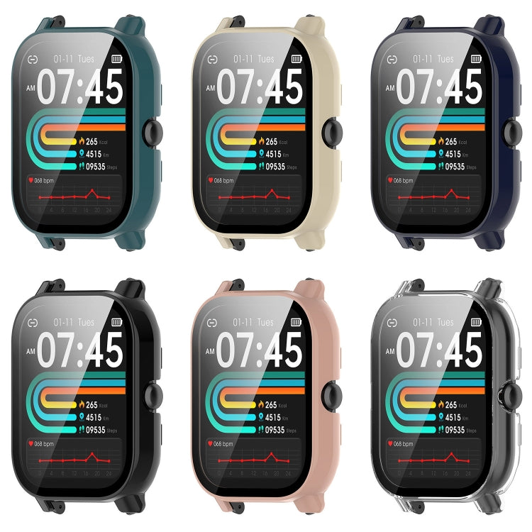 For P66 / P66D / P66ED 1.85 inch Watch PC + Tempered Film Integrated Watch Protective Case(Black) - Watch Case by PMC TechLife | Online Shopping South Africa | PMC TechLife