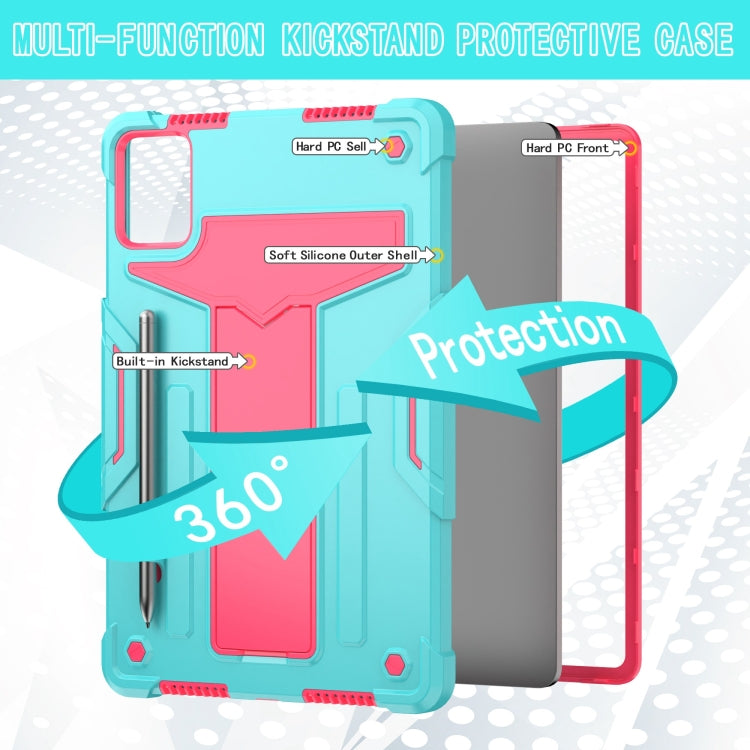 For Lenovo Tab M11/ Xiaoxin Pad 11 2024 T Holder Robot Silicone Hybrid PC Tablet Case(Mint Rose Red) - Lenovo by PMC TechLife | Online Shopping South Africa | PMC TechLife | Buy Now Pay Later Mobicred