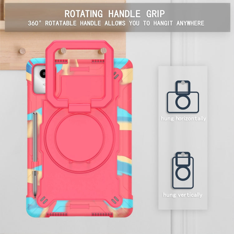 For Lenovo Tab M11/ Xiaoxin Pad 11 2024 Handle Robot Silicone Hybrid PC Tablet Case(Camouflage Rose Red) - Lenovo by PMC Jewellery | Online Shopping South Africa | PMC Jewellery | Buy Now Pay Later Mobicred