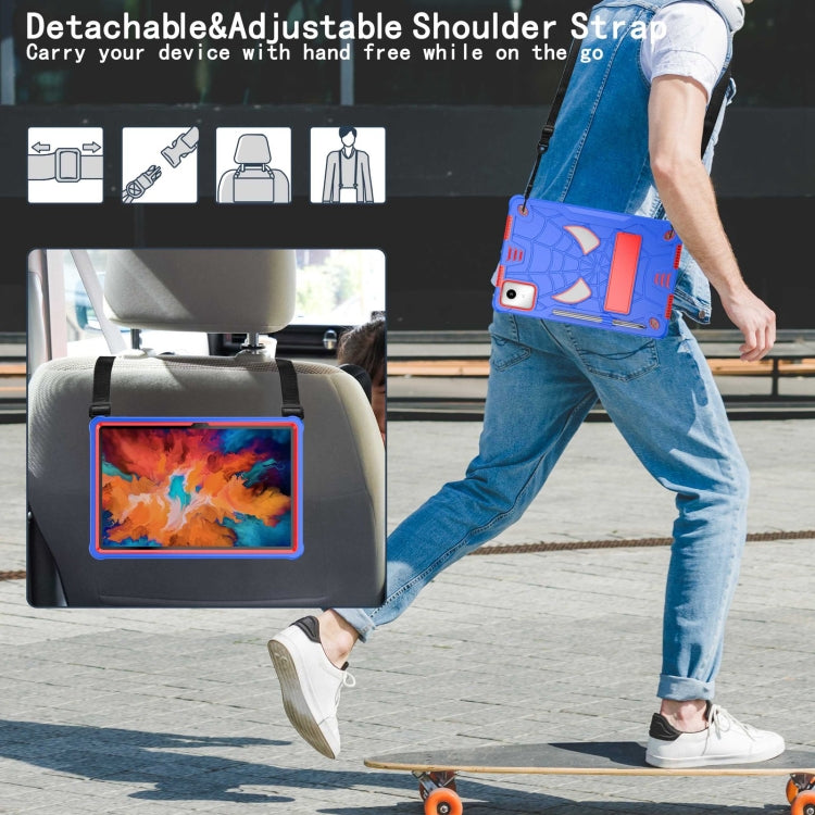 For Lenovo Tab M11/ Xiaoxin Pad 11 2024 Fold-Holder Spider Silicone Hybrid PC Tablet Case(Blue Red) - Lenovo by PMC Jewellery | Online Shopping South Africa | PMC Jewellery | Buy Now Pay Later Mobicred
