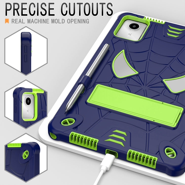 For Lenovo Tab M11/ Xiaoxin Pad 11 2024 Fold-Holder Spider Silicone Hybrid PC Tablet Case(Navy Yellow Green) - Lenovo by PMC Jewellery | Online Shopping South Africa | PMC Jewellery | Buy Now Pay Later Mobicred