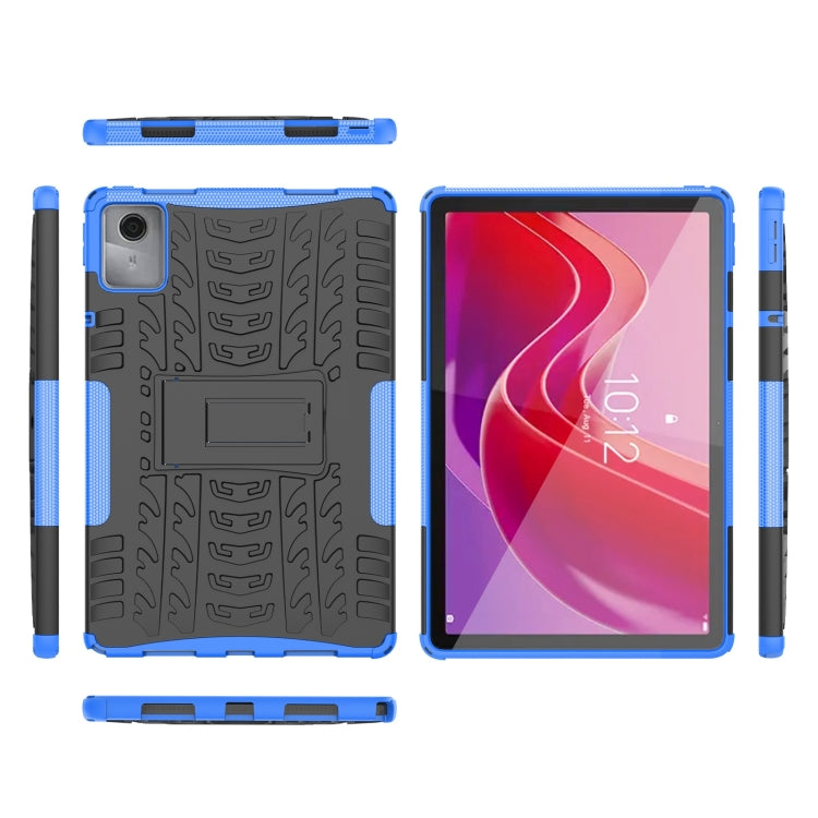 For Lenovo Tab M11/ Xiaoxin Pad 11 2024 Tire Texture TPU Hybrid PC Tablet Case with Holder(Blue) - Lenovo by PMC Jewellery | Online Shopping South Africa | PMC Jewellery | Buy Now Pay Later Mobicred