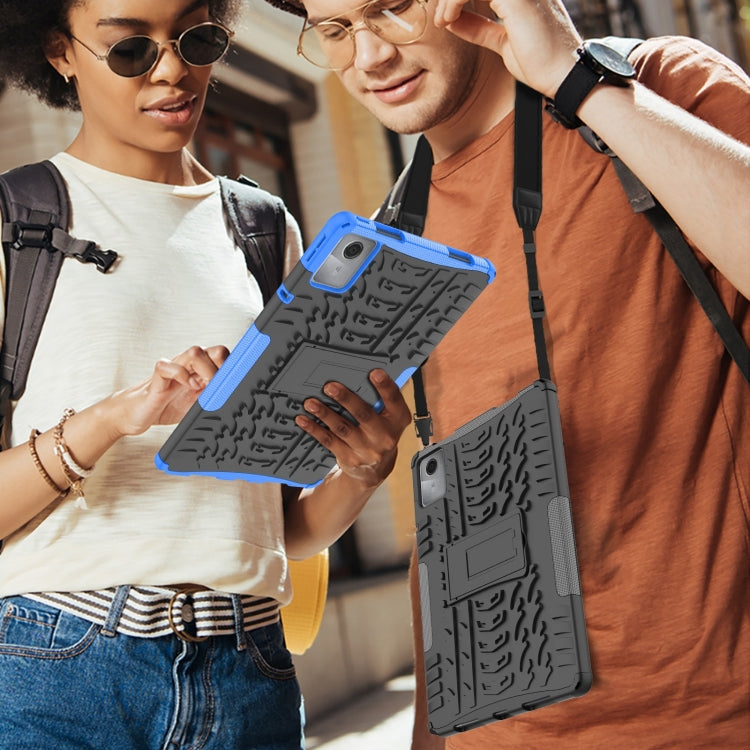 For Lenovo Tab M11/ Xiaoxin Pad 11 2024 Tire Texture TPU Hybrid PC Tablet Case with Holder(Blue) - Lenovo by PMC Jewellery | Online Shopping South Africa | PMC Jewellery | Buy Now Pay Later Mobicred