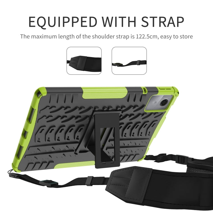 For Lenovo Tab M11/ Xiaoxin Pad 11 2024 Tire Texture TPU Hybrid PC Tablet Case with Holder(Black) - Lenovo by PMC Jewellery | Online Shopping South Africa | PMC Jewellery | Buy Now Pay Later Mobicred