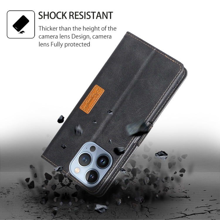 For Motorola Moto G Play 4G 2024 Contrast Color Side Buckle Leather Phone Case(Black + Grey) - Motorola Cases by PMC Jewellery | Online Shopping South Africa | PMC Jewellery | Buy Now Pay Later Mobicred