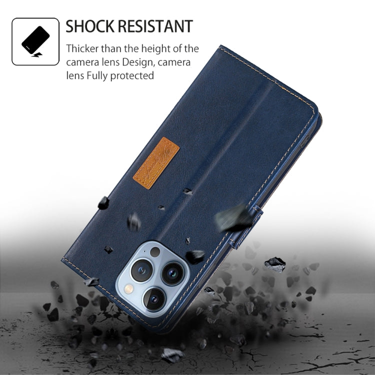 For Motorola Moto G Play 4G 2024 Contrast Color Side Buckle Leather Phone Case(Blue + Grey) - Motorola Cases by PMC Jewellery | Online Shopping South Africa | PMC Jewellery | Buy Now Pay Later Mobicred