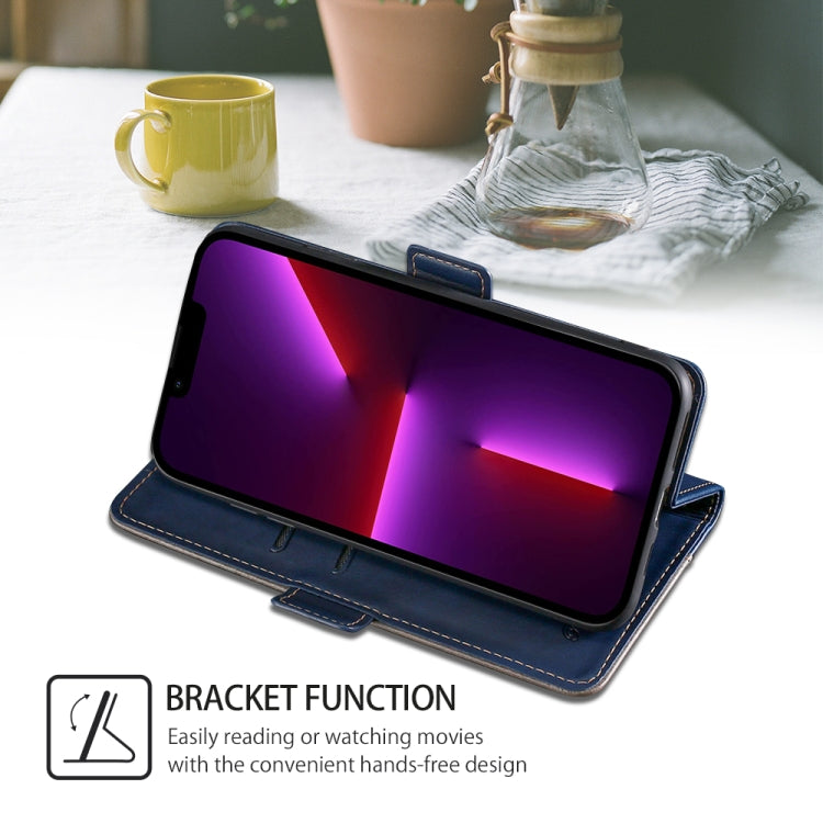 For Motorola Moto G Play 4G 2024 Contrast Color Side Buckle Leather Phone Case(Blue + Grey) - Motorola Cases by PMC Jewellery | Online Shopping South Africa | PMC Jewellery | Buy Now Pay Later Mobicred