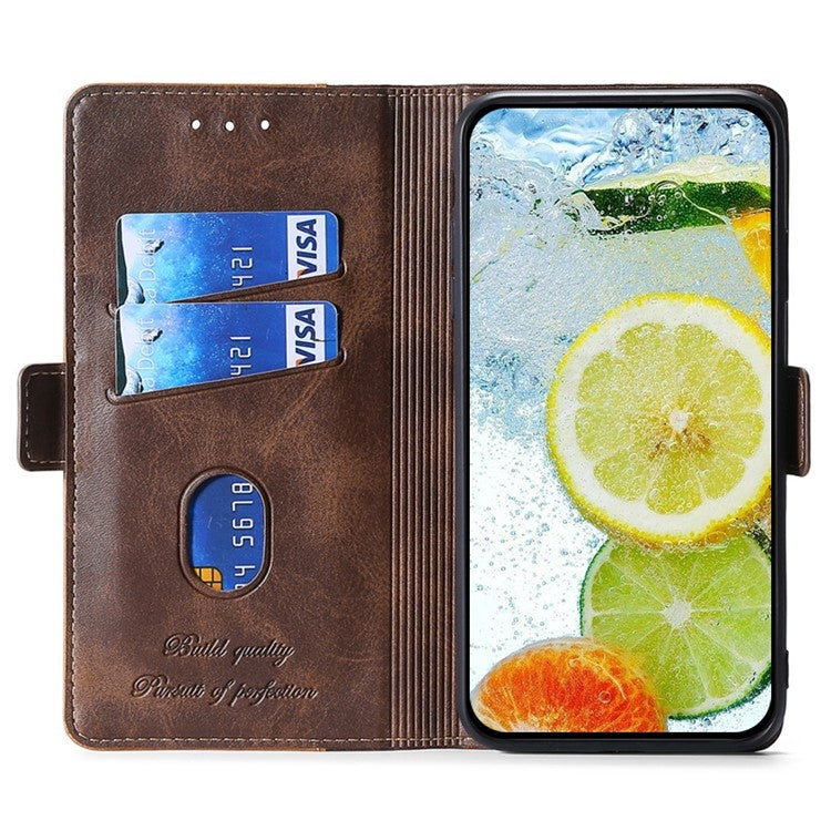 For Motorola Edge 5G 2024 Contrast Color Side Buckle Leather Phone Case(Light Brown + Green) - Motorola Cases by PMC Jewellery | Online Shopping South Africa | PMC Jewellery | Buy Now Pay Later Mobicred