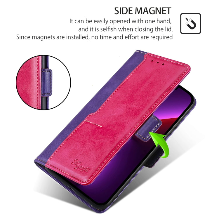 For Motorola Edge 5G 2024 Contrast Color Side Buckle Leather Phone Case(Purple + Rose Red) - Motorola Cases by PMC Jewellery | Online Shopping South Africa | PMC Jewellery | Buy Now Pay Later Mobicred